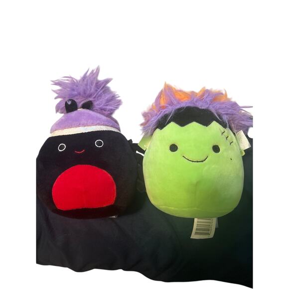 EUC Lot of 2 Halloween Squishmallows Cat and Frankenstein Approx. 8" - Picture 1 of 4